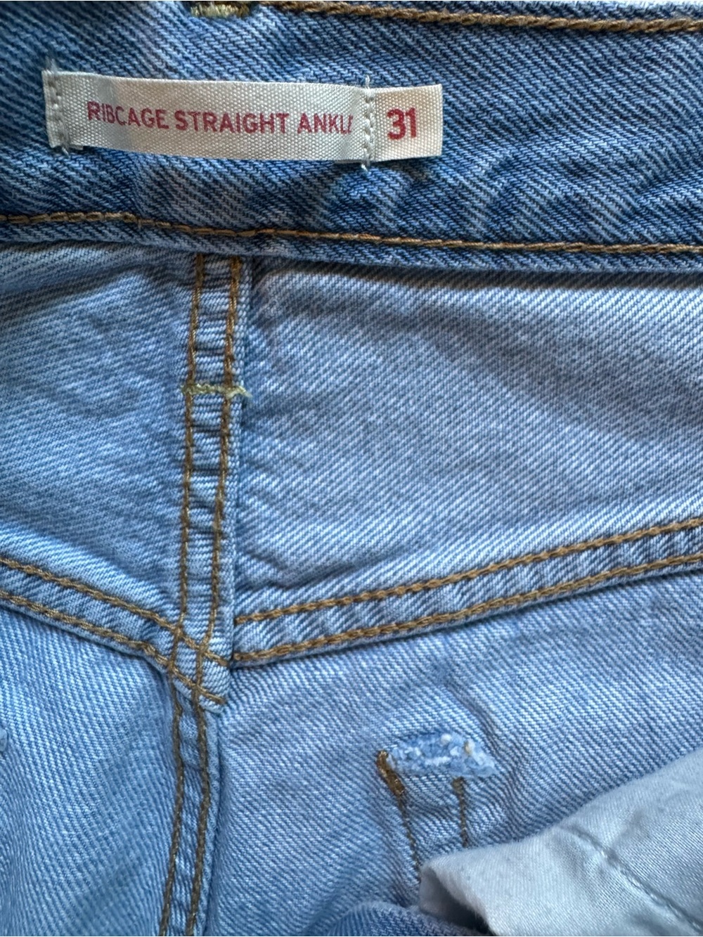 Light Blue Pinstripe Straight-Leg Levi’s. - Picture 7 of 11